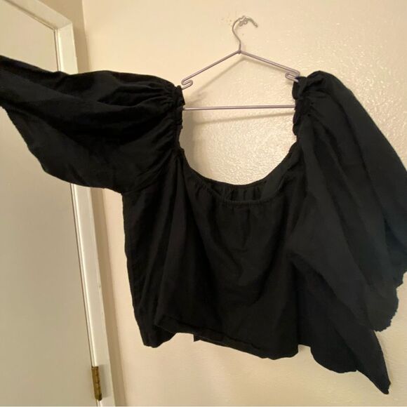 Abercrombie & Fitch Linen puff Sleeve Crop Top Tia Booth collab square neck XXL - Picture 7 of 10